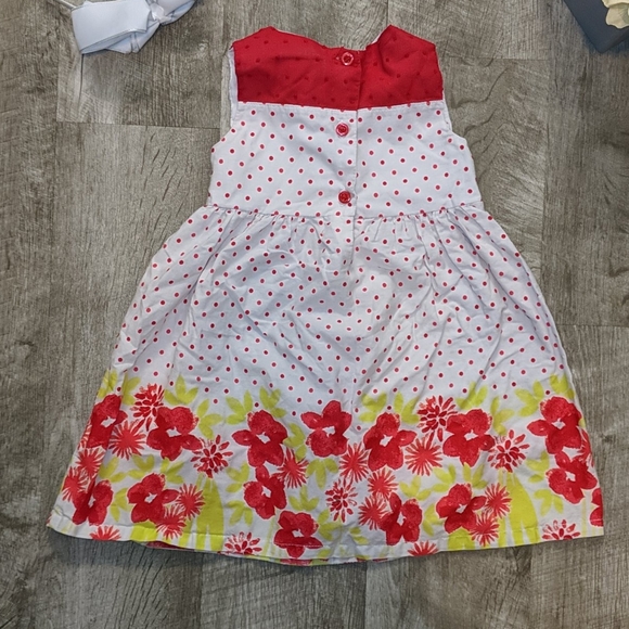 White Dress w/Red Polkadots & Floral Design - Picture 3 of 4